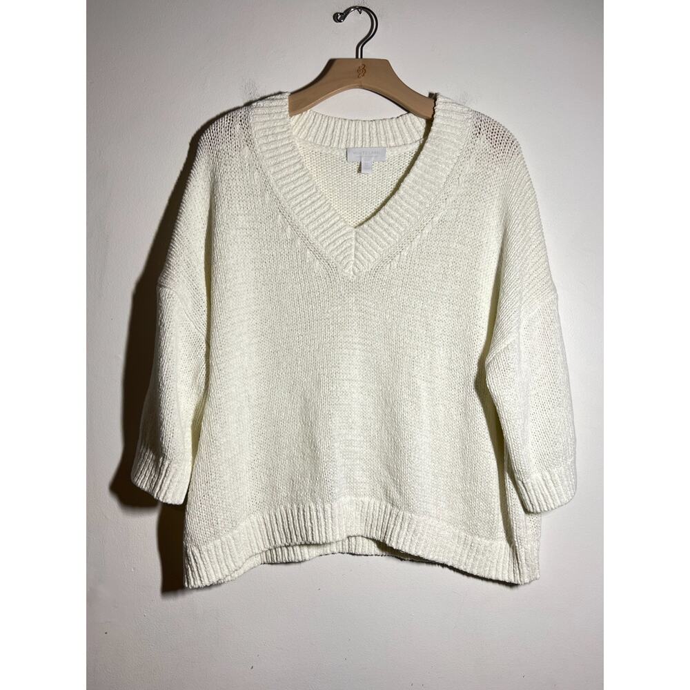 White Label The White Company White Cotton V-Neck Pullover Boxy Sweater L